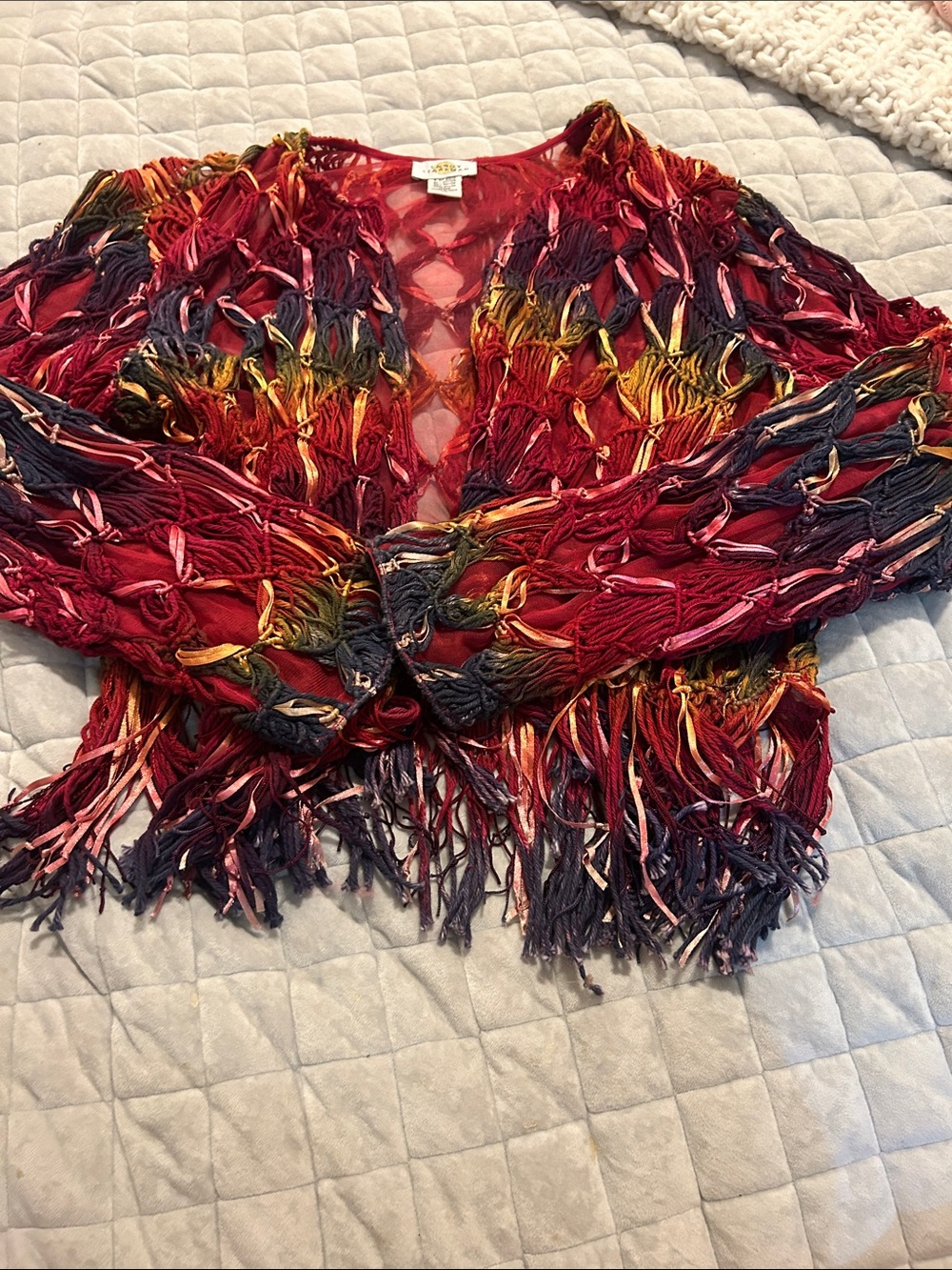 Sandy Starkman Red Mesh Fringe Jacket